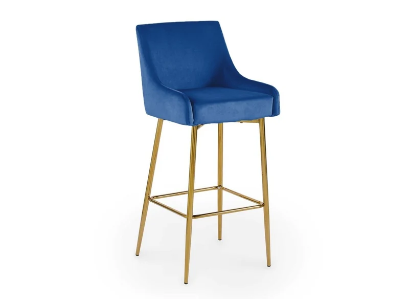 Lot de 2 tabourets de bar design en velours bleu LALYA