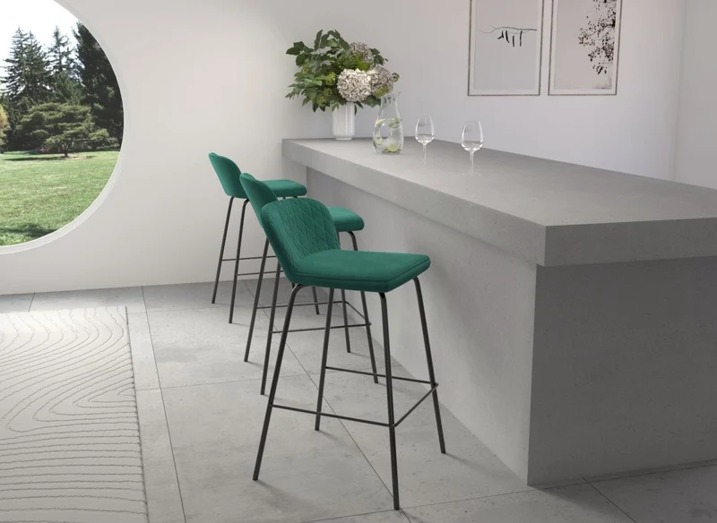 Lot de 2 tabourets de bar design en velours vert BOSCO
