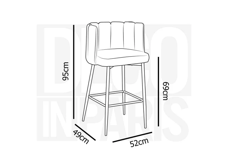 Lot de 2 tabourets de bar design en velours bleu DEBBY