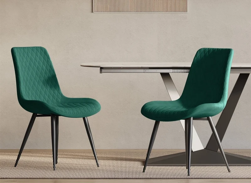 Lot de 2 chaises design en velours vert YOLA