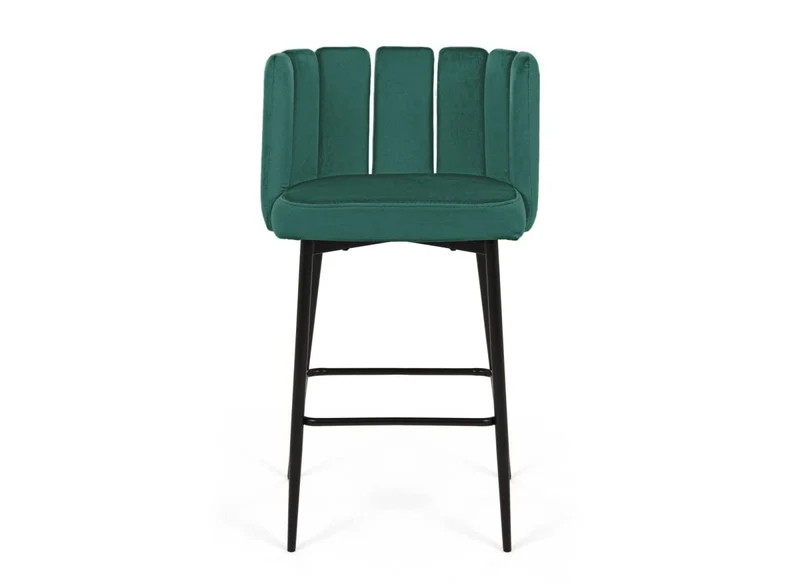 Lot de 2 tabourets de bar design en velours vert DEBBY