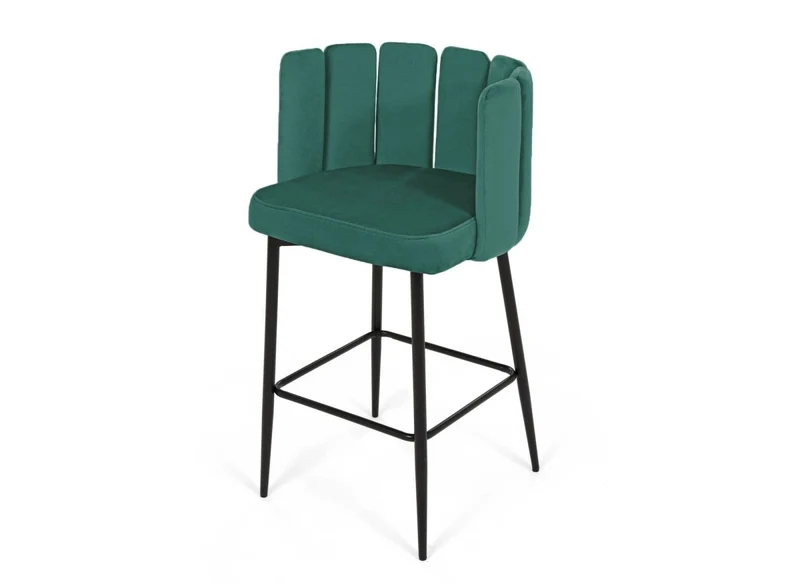 Lot de 2 tabourets de bar design en velours vert DEBBY