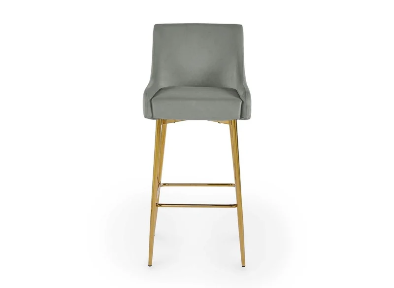 Lot de 2 tabourets de bar design en velours gris LALYA