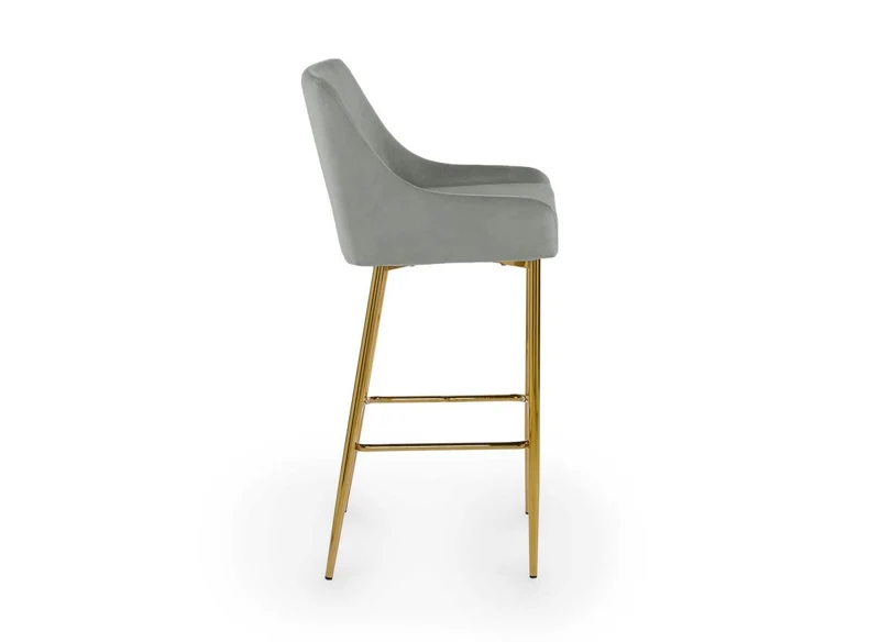 Lot de 2 tabourets de bar design en velours gris LALYA