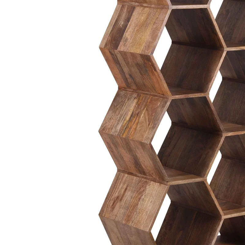 Grande étagère hexagonale | Bois de manguier