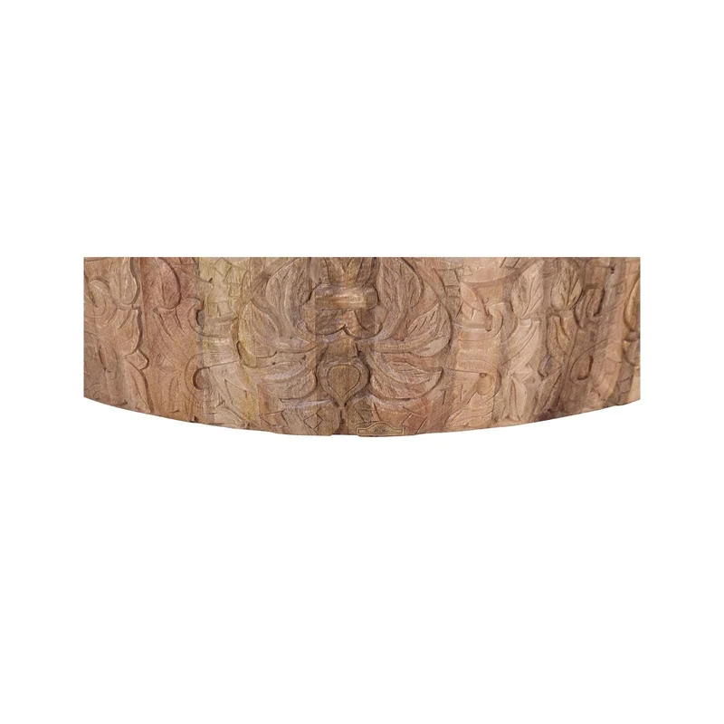 Table basse ronde sculptée | Bois de manguier