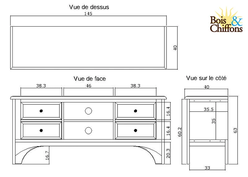 Meuble TV 4 tiroirs | Manguier Pondicherry