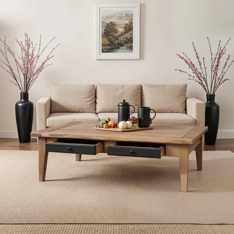 Table basse 4 tiroirs | Manguier Farm II