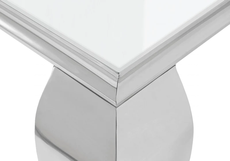 Ensemble table verre blanc et 4 chaises argent – Neo