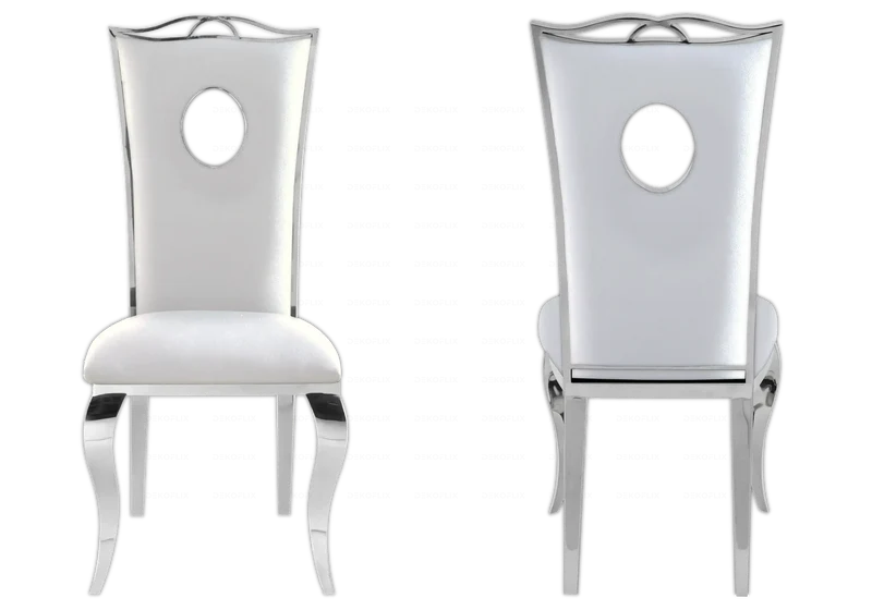 Salle à manger complète verre blanc argent – Neo