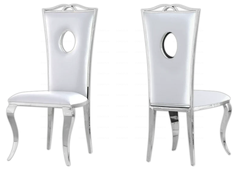 Salle à manger complète verre blanc argent – Neo