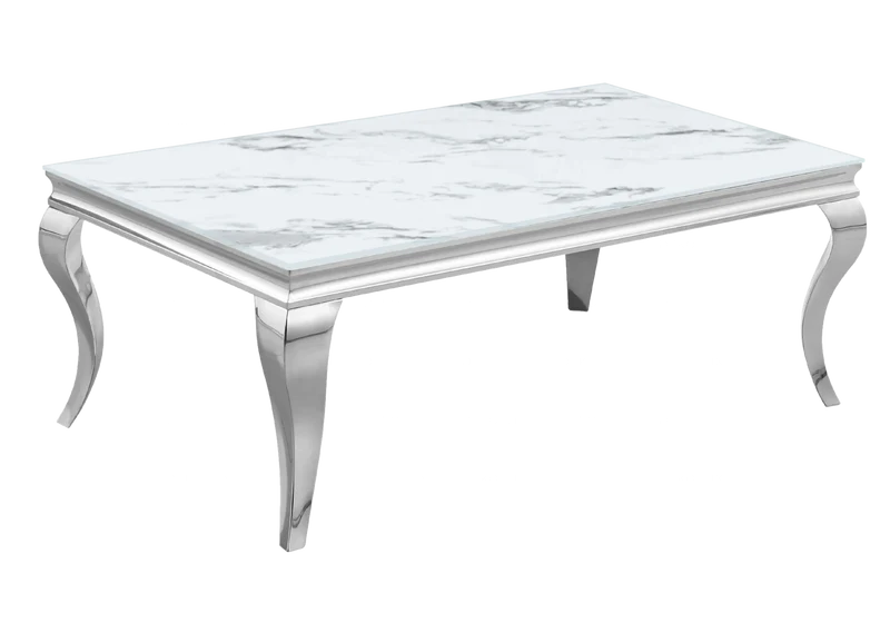 Salle à manger complète marbre blanc argent – Neo