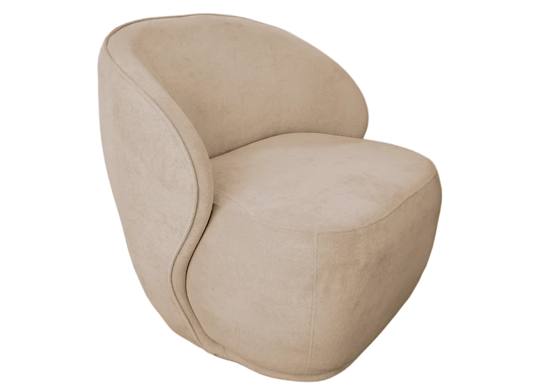 Fauteuil design pivotant velours taupe - Elsa