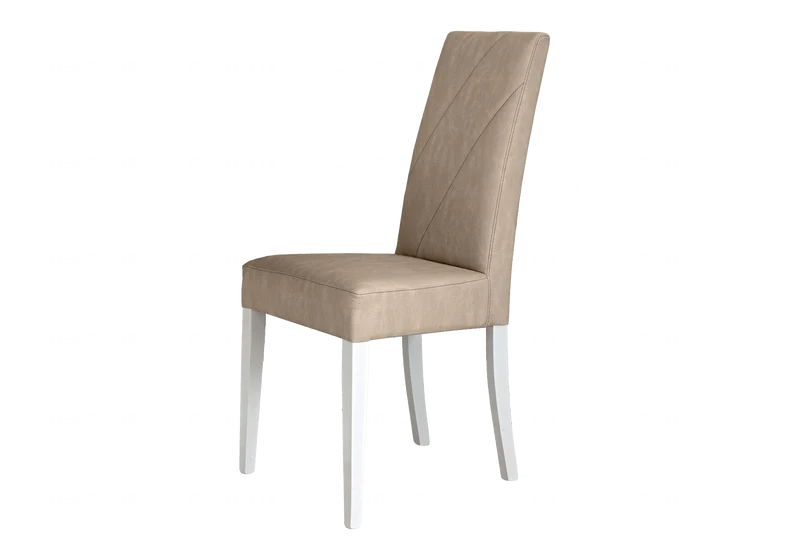 Chaise similicuir caramel pieds bois blanc - Lisa