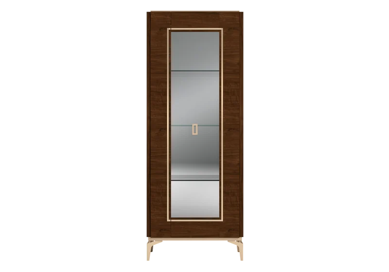 Vitrine colonne noyer 1 porte – Eva