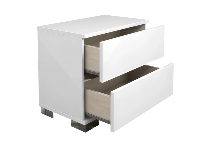 Table de chevet 2 tiroirs blanc laqué design - Dream