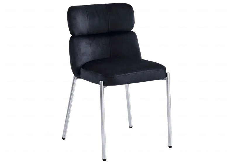 Table ovale pierre noir et 4 chaises argent – Nora