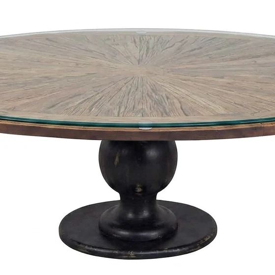 Table à manger ovale plateau bois brut pied noir | Manguier Aberdine