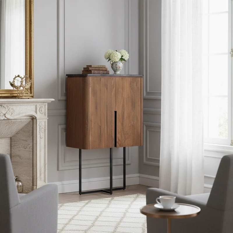 Buffet Haut 2P plateau marbre noir | Manguier Kfir