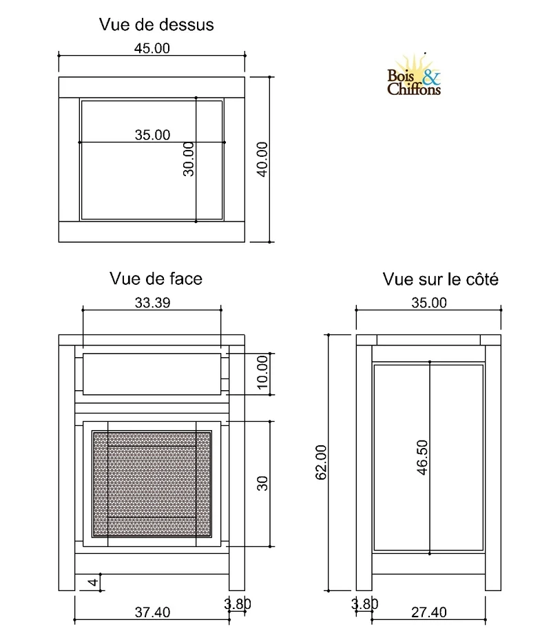Chevet droite cannage | Acacia Tatoo II