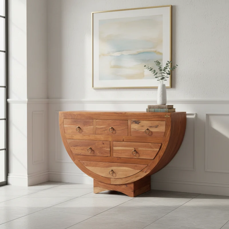 Commode 6 tiroirs en acacia massif | Moon III