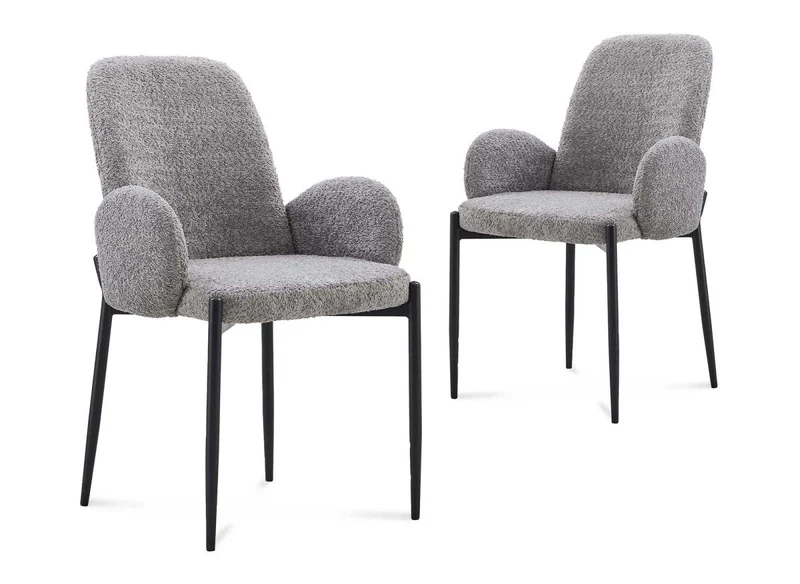 Lot de 2 chaises effet peau de mouton gris KAMILIA