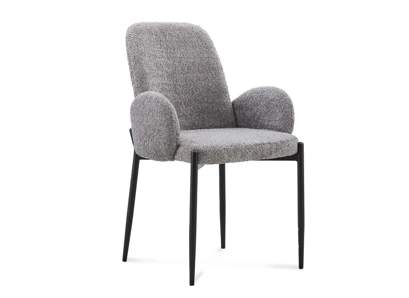 Lot de 2 chaises effet peau de mouton gris KAMILIA