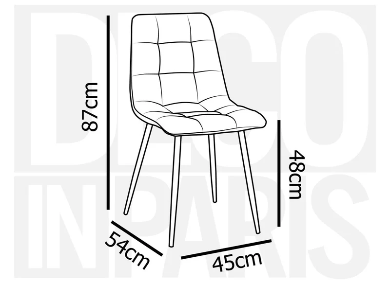 Lot de 4 chaises en velours gris capitonné JEREMI