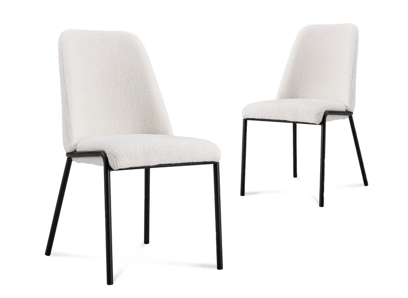 Lot de 2 chaises effet peau de mouton blanc APRIL
