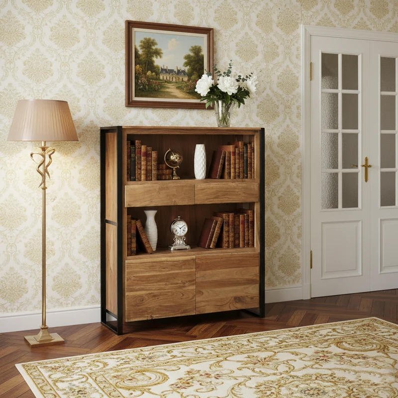 Buffet haut 2 portes 2 tiroirs | Acacia Bunting