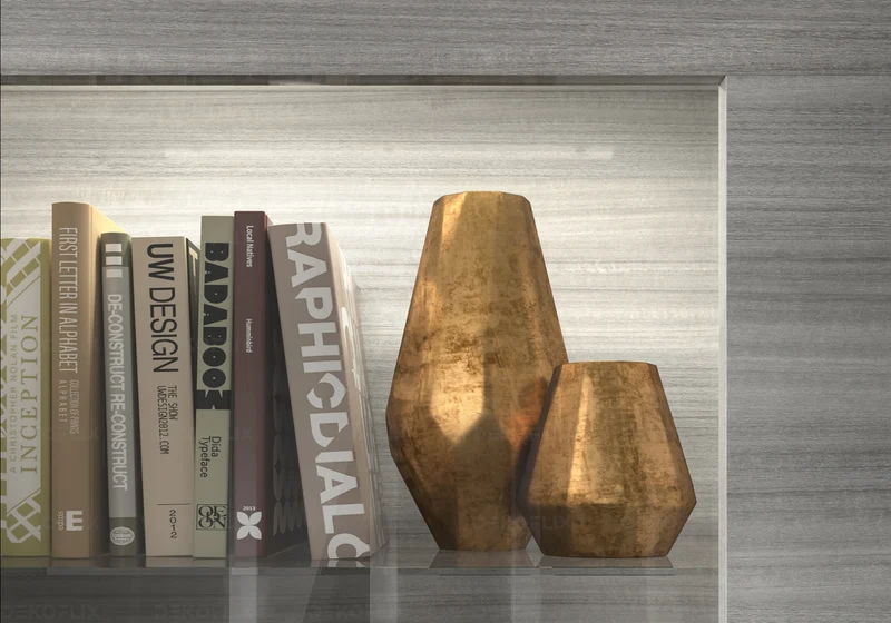 Vitrine 1 ou 2 portes avec LED gris laquée - Mia