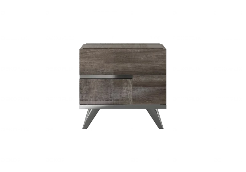 Table de chevet 2 tiroirs bois chêne laqué design - Medea