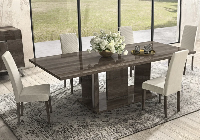 Table à manger extensible ou fixe chêne laqué - Medea