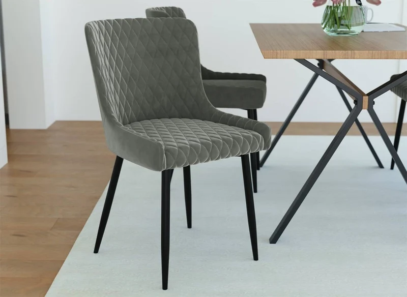 Lot de 2 chaises design en velours gris JENNY
