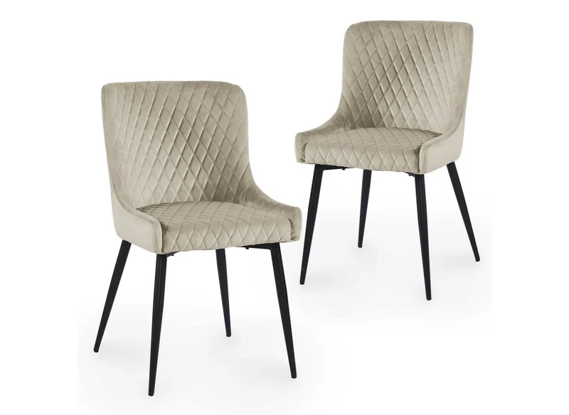 Lot de 2 chaises design en velours beige JENNY