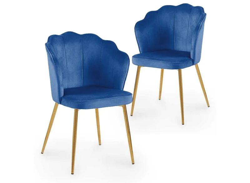 Lot de 2 chaises design en velours bleu GARANCE