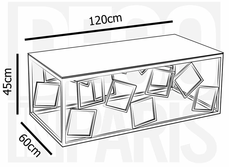 Table basse design en verre et métal argenté rectangulaire ARVI