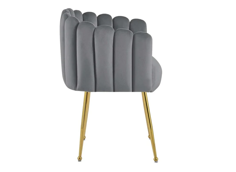 Chaise en velours gris pieds en métal doré HAYDEN