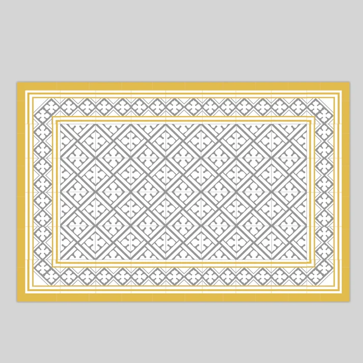 Tapis vinyle - Palace moutarde et gris