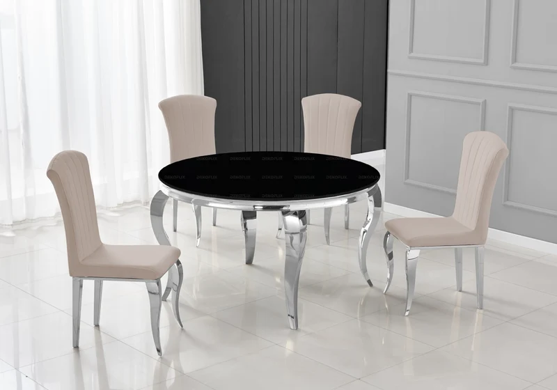 Chaises en velours taupe et pieds argent - Nova x6