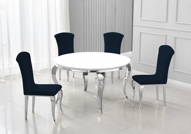 Chaises en velours noir et pieds argent - Nova x6