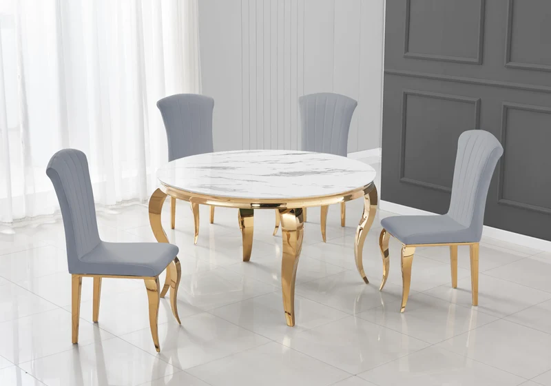 Chaises en velours gris et pieds or - Nova x6