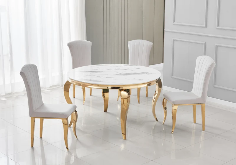Chaises en velours beige et pieds or - Nova x6