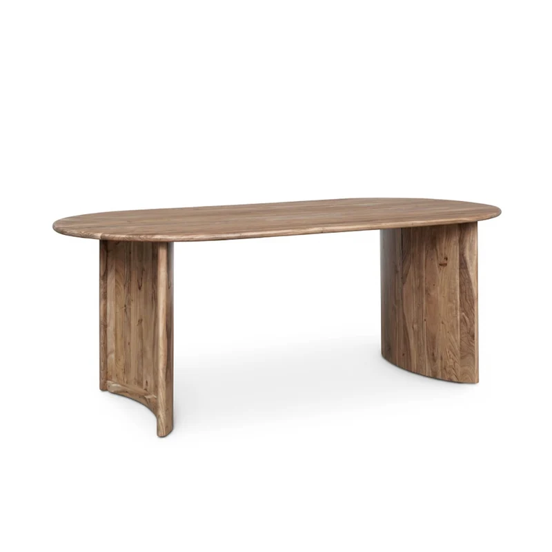 Table à manger bord arrondi | Acacia Ellipse Naturel