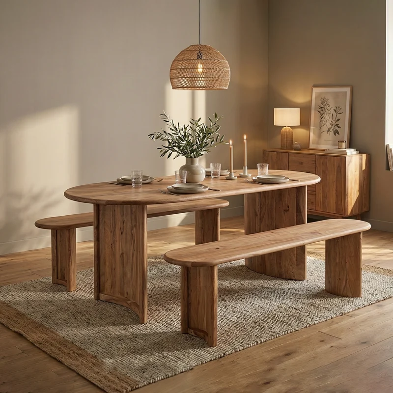 Banc arrondi bois massif | Acacia Ellipse Naturel