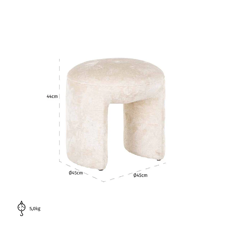 Pouf Fargo blanc chenille (Bergen 900 blanc chenille)