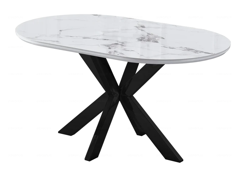 Table à manger ovale céramique marbre noir - Otho