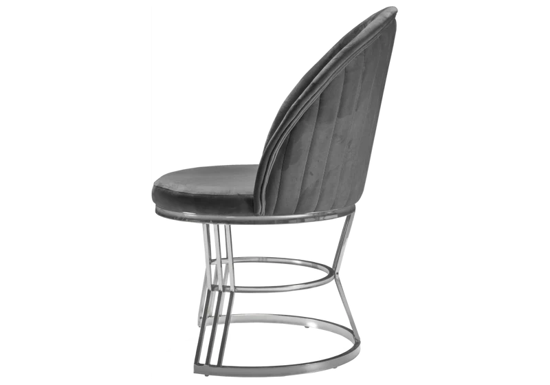 Fauteuils de table en velours gris plissé argenté - Caris x2