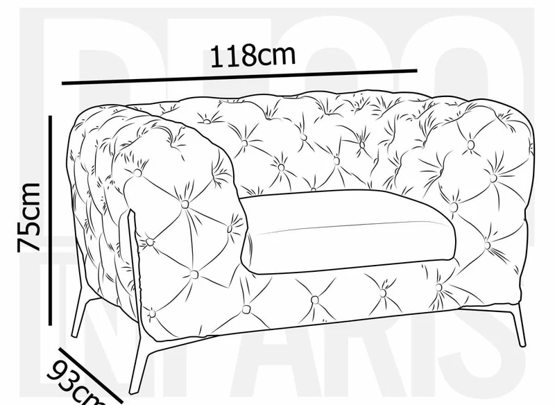 Fauteuil capitonné chesterfield velours beige CARMEN