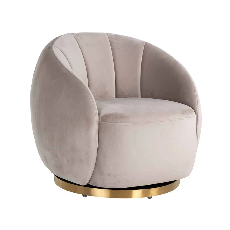 Fauteuil Jago Khaki velours / brossé or (Quartz Khaki 903)